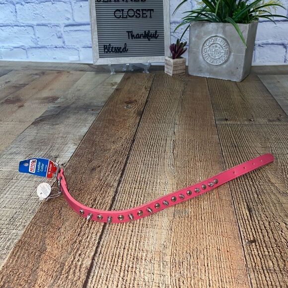 Pink studded spiked leather collar petco 
Size 16” - Picture 2 of 7